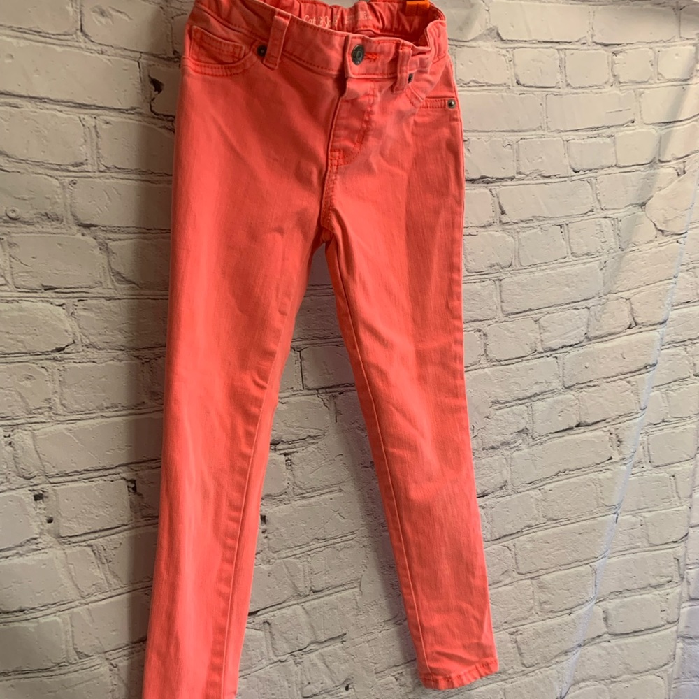 Kids Girls Cat & Jack Super Stretch Neon Orange Jeggings Size 8 - Picture 6 of 6